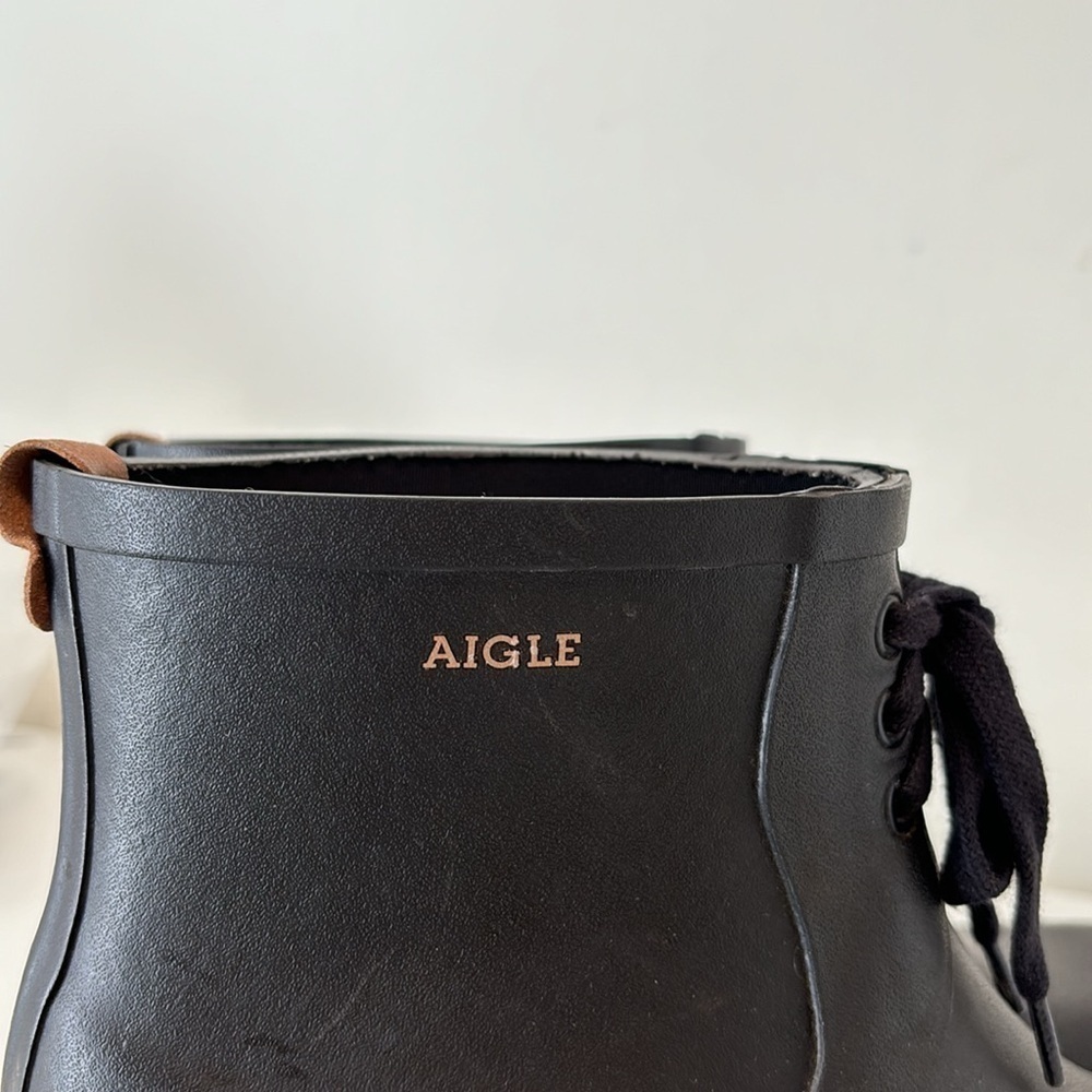 Aigle Miss Juliette Bottillon lace up rain boots in black size 40 - Picture 11 of 11